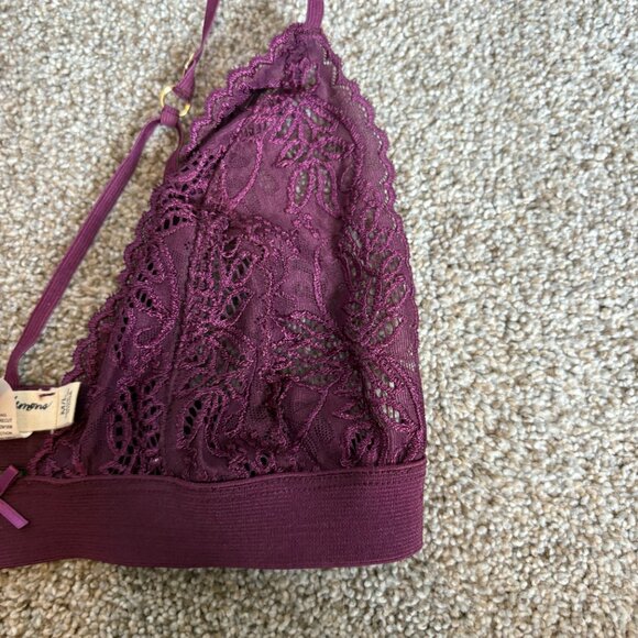 For Love & Lemons Skivvies Lace Bra Bralette Size M/L Maroon Lacy Sexy - Picture 5 of 13